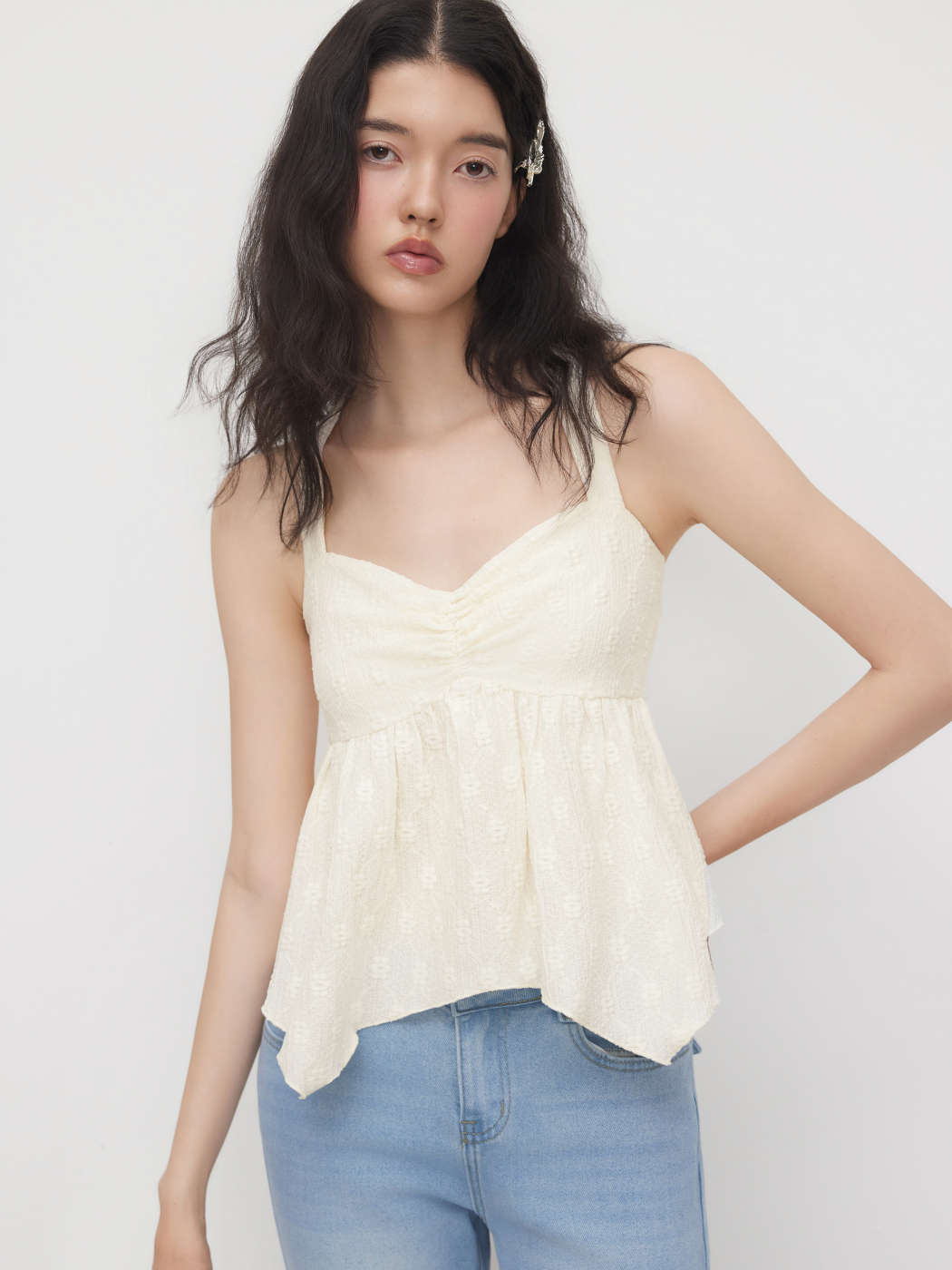 Intessuto Top Cami con Scollo Halter e Orlo Asimmetrico For Casual