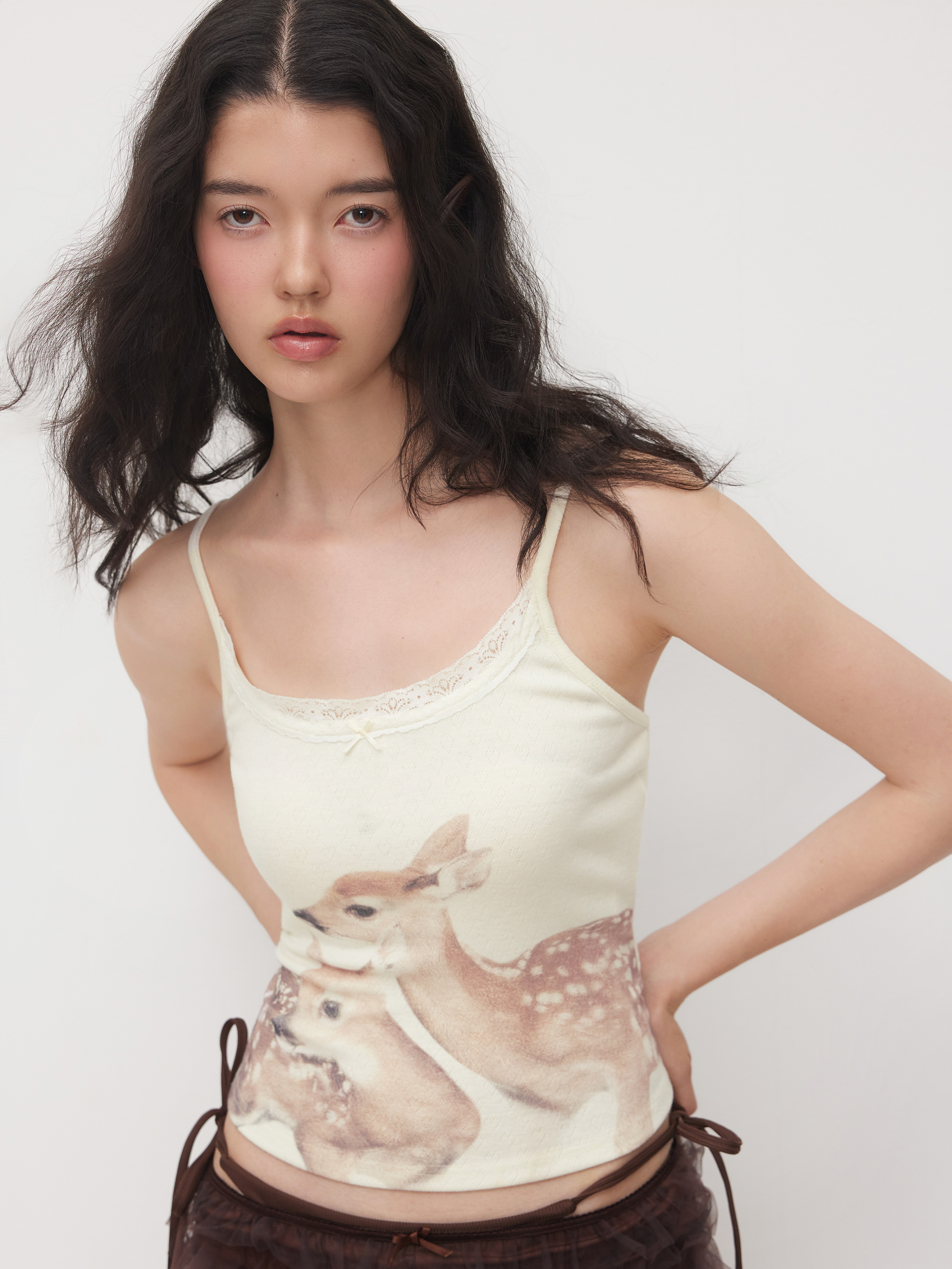 トップス moose's eyelet ribbon cami Ruffled Swing Icon Floral Cami - Grace and Lace