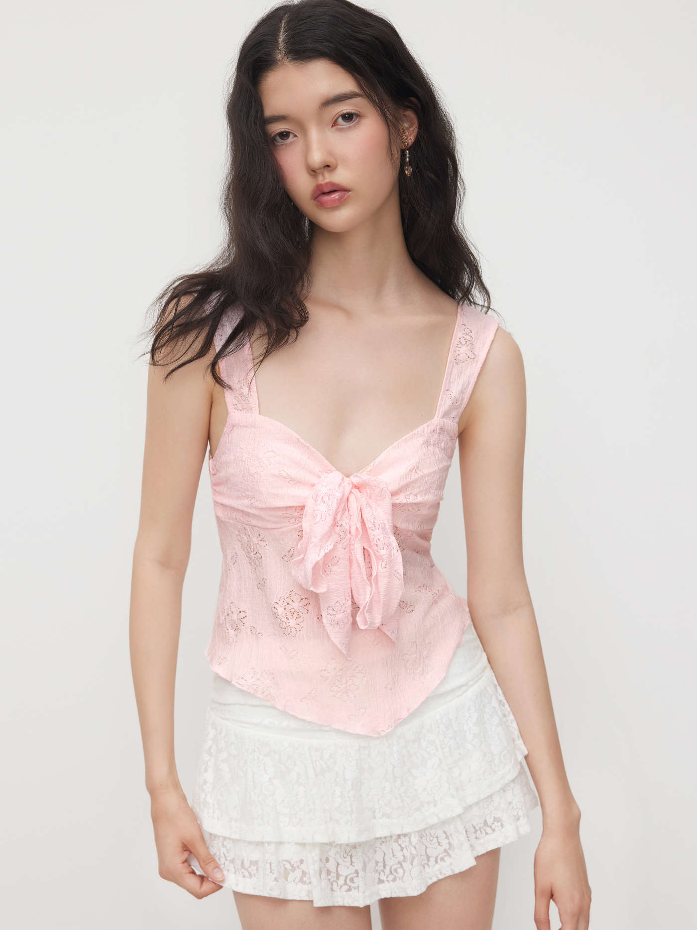 Lace Sweetheart Bowknot Tank Top