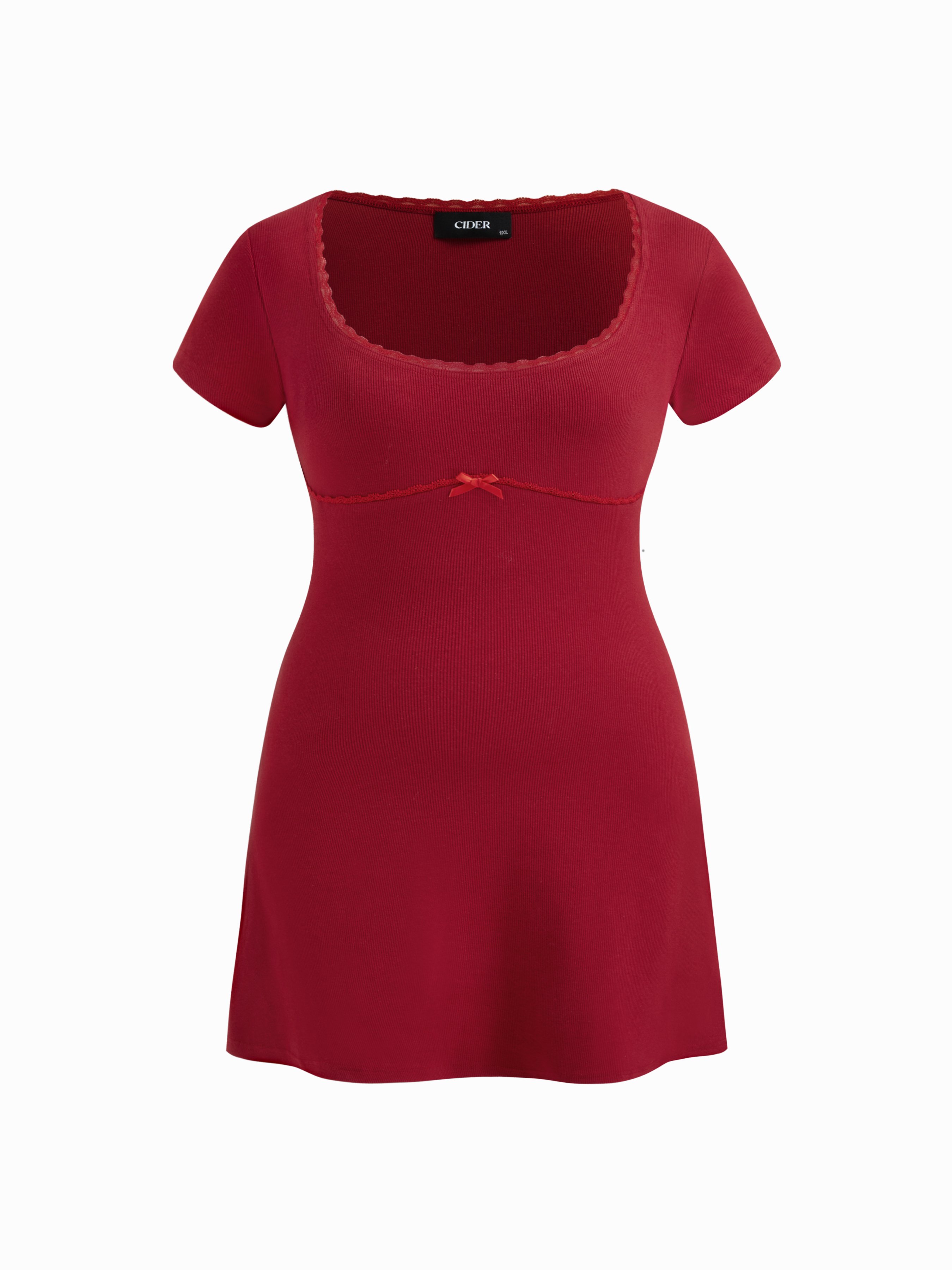 Lace-trimmed Cotton-blend Knit Dress Knit Fabric Cotton Lace-trimmed Cotton-blend Knit Dress Knit Fabric Cotton