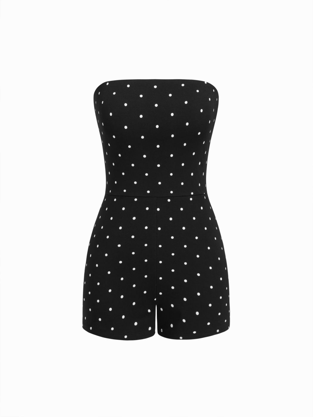 Cotton-blend Polka Dot Bandeau Micro Romper
