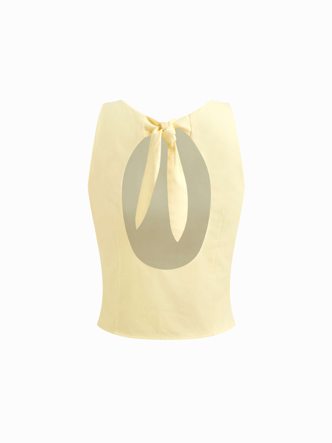 Linen-blend Boat Neck Cut Out Tie Back Tank Top & Mid Rise Pleated Wide Leg Trousers Set