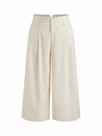 Linen-blend Mid Rise Wide Leg Trousers Curve & Plus