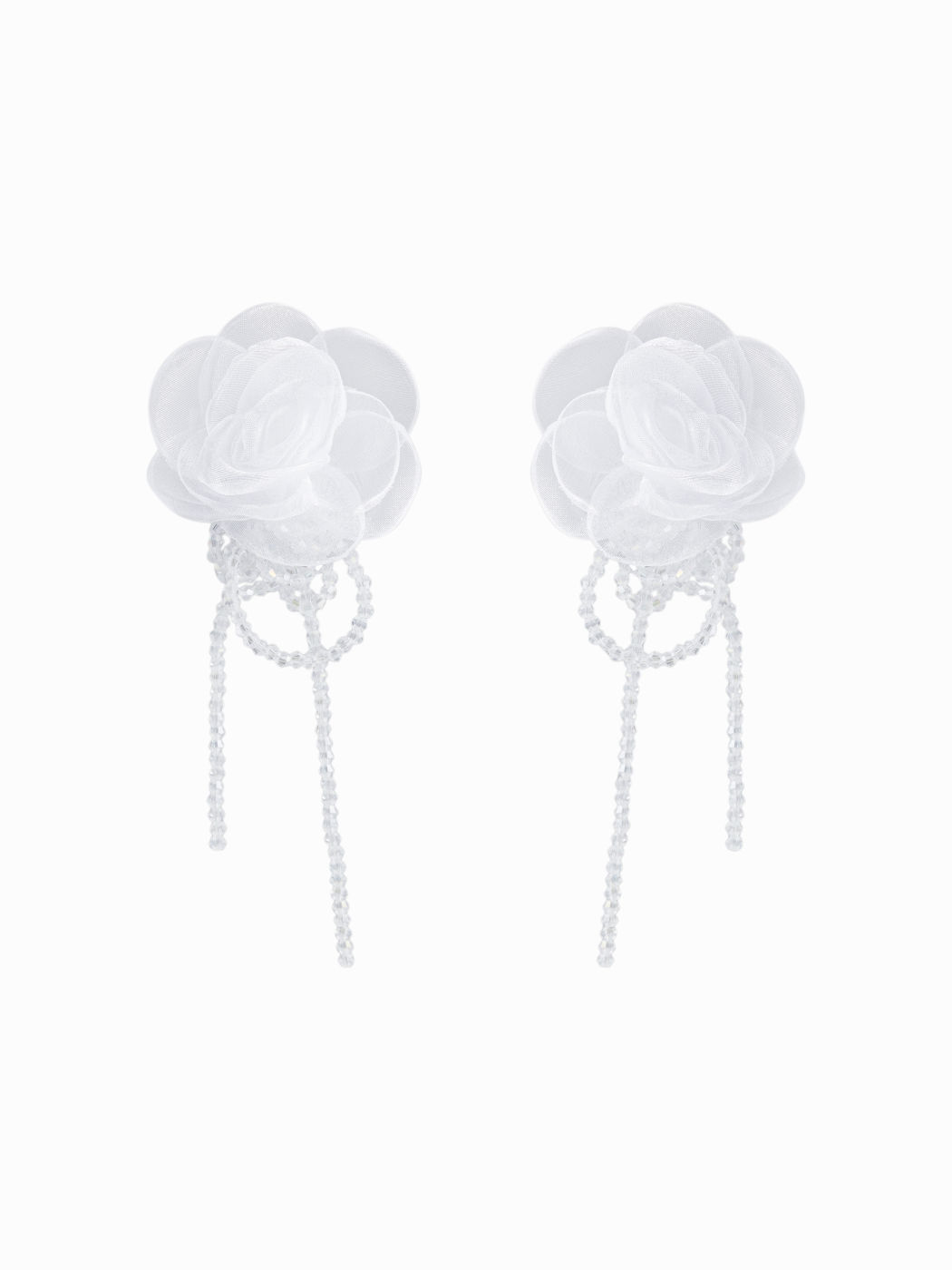 FLOWER & BEADED DROP EARRINGS
