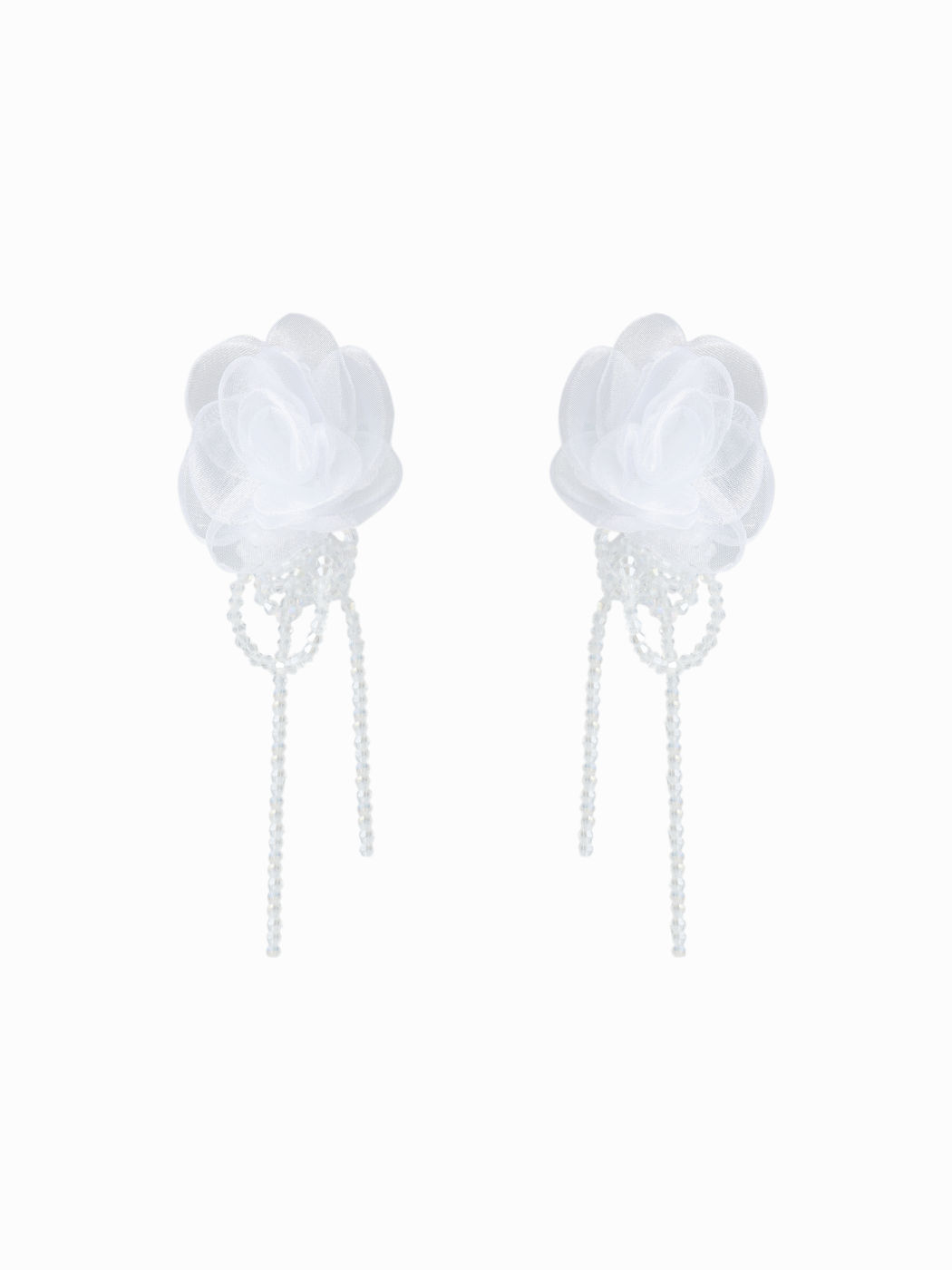 FLOWER & BEADED DROP EARRINGS