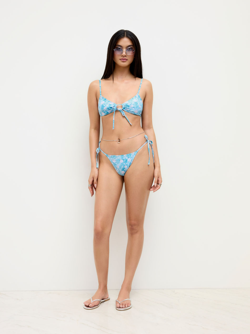 V-Ausschnitt Perl- & Muschel-Cut-Out Knotenarmband Bikiniset