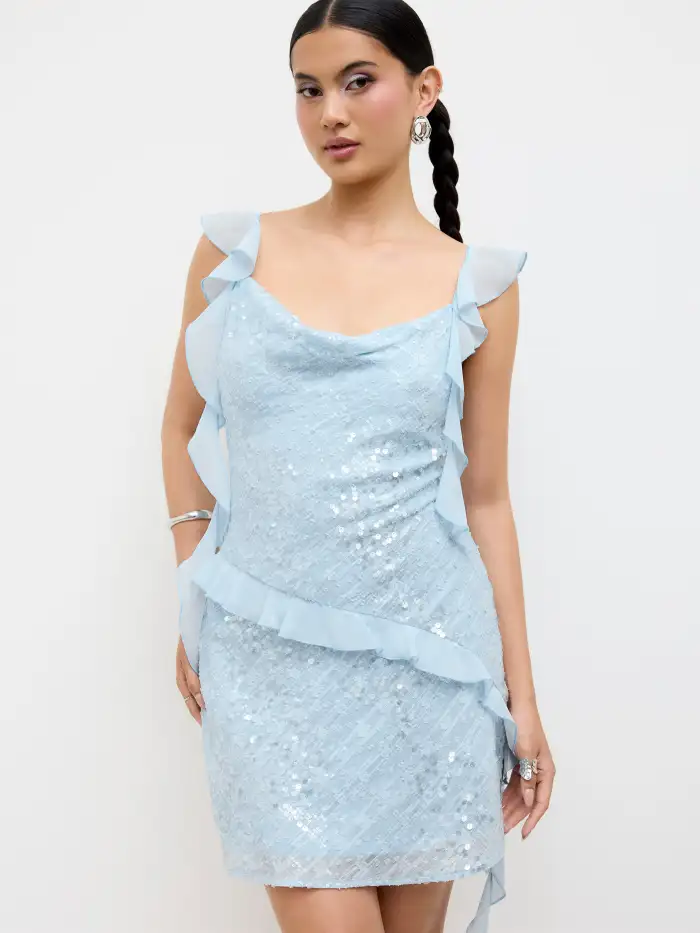 sachin and babi light blue dress AiiRZ Off Shoulder Flowy Maxi Dress Ruffle Sleeve Gathered Empire Waist Full Length Evening Gown Fall Winter Holiday Party Dress,Xs