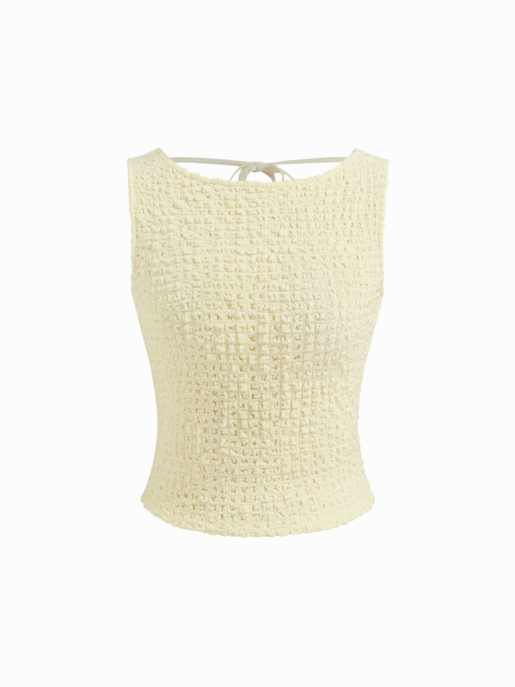 Canotta testurizzata con scollo a barchetta e schiena scoperta annodata