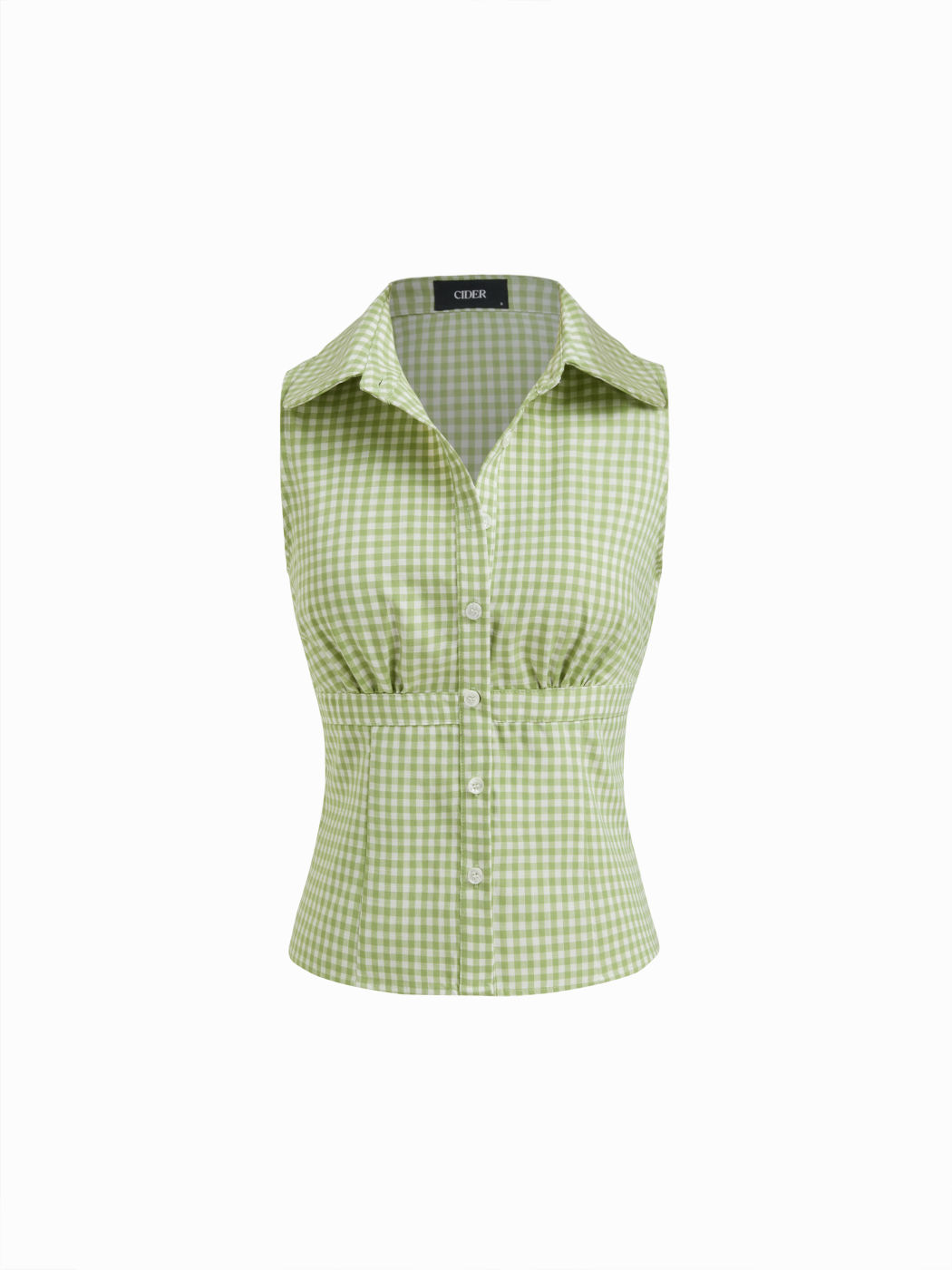 Peter Pan Collar  Gingham Knotted Tank Top