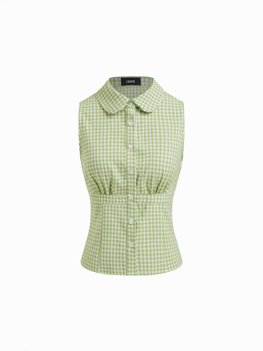 Peter Pan Collar  Gingham Knotted Tank Top