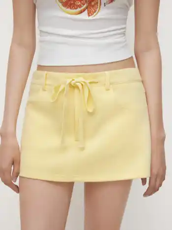 Baumwollmischung Low-Rise Knoten Mini-Skort