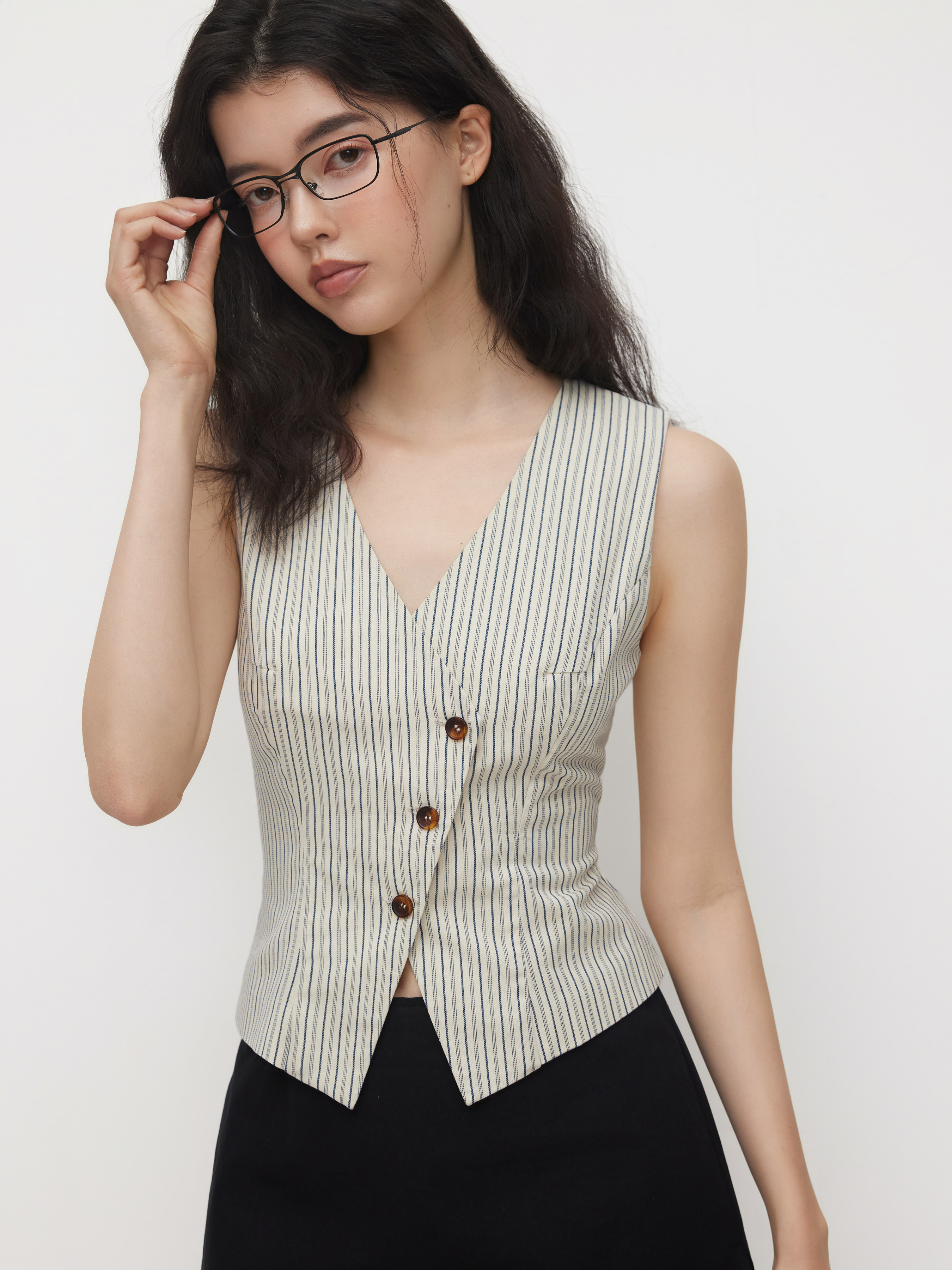 ⭐︎最終⭐︎COTTON STRIPE V NECK ALL IN ONE Buy Blue/Green Stripe Oversized Relaxed Fit 100% Cotton Boxy