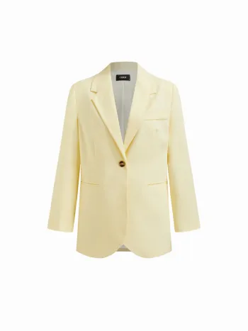 Einfarbiger Blazer aus Leinenmischung mit Kragen und Taschen