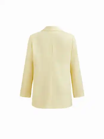 Einfarbiger Blazer aus Leinenmischung mit Kragen und Taschen