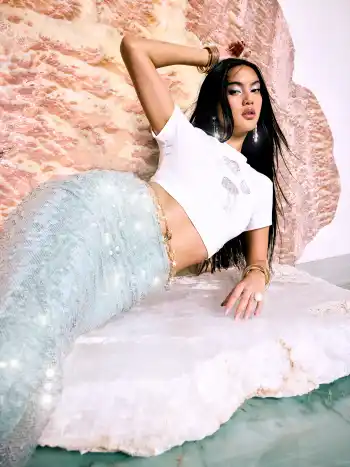 Mesh Mittelhöhe Sequined Mermaid Maxi Röcke