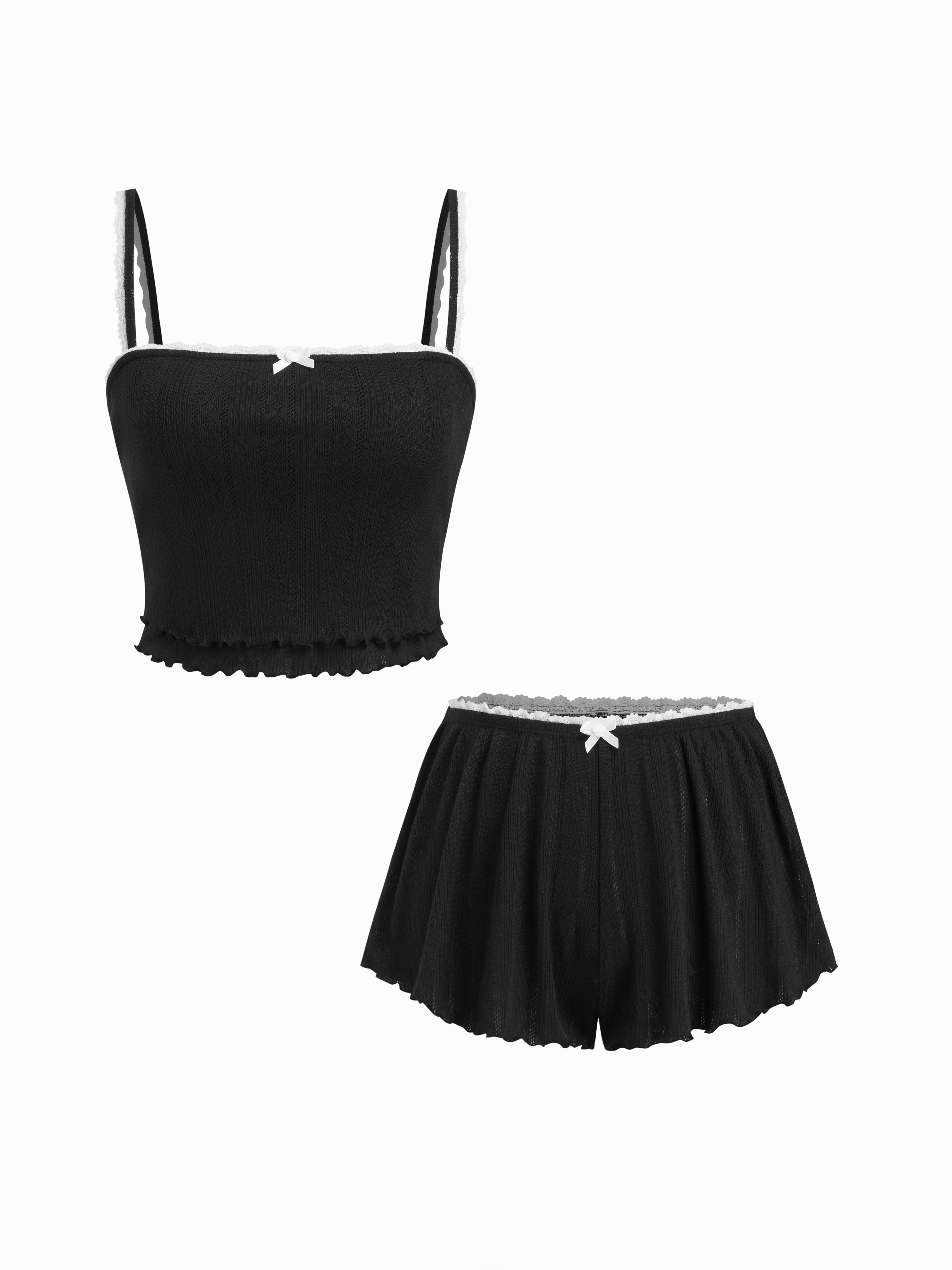 ≪Cider≫ストライプ レースアップ Tシャツ & ショーツ セット Shorts Sets - Cider