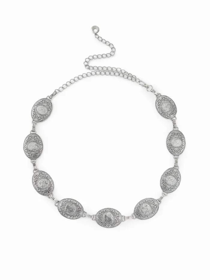 2PCS OVAL HOOP WAIST CHAIN & WOVEN BELT SET