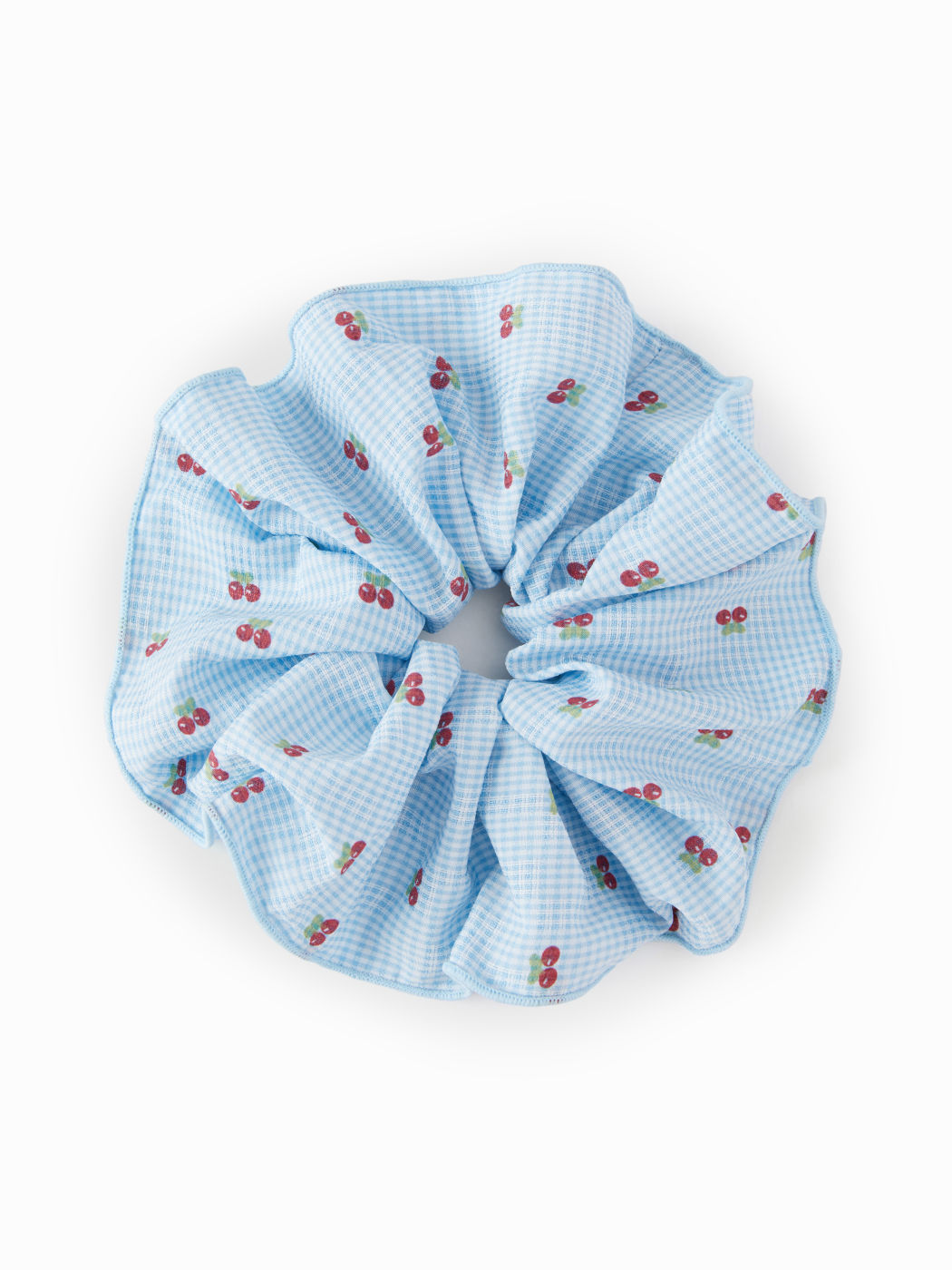 CHERRY & PLAID HAIR SCRUNCHIE