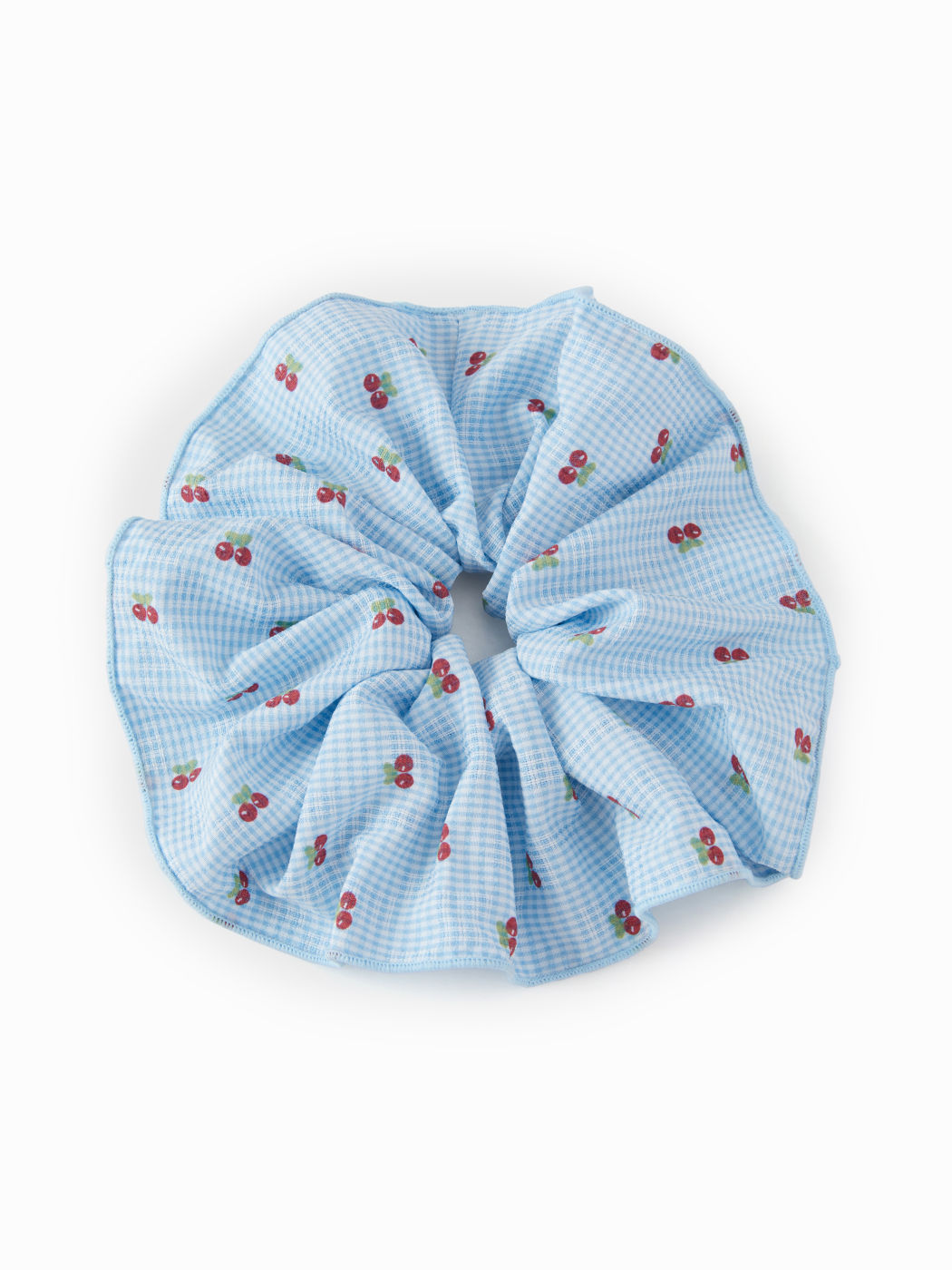 CHERRY & PLAID HAIR SCRUNCHIE