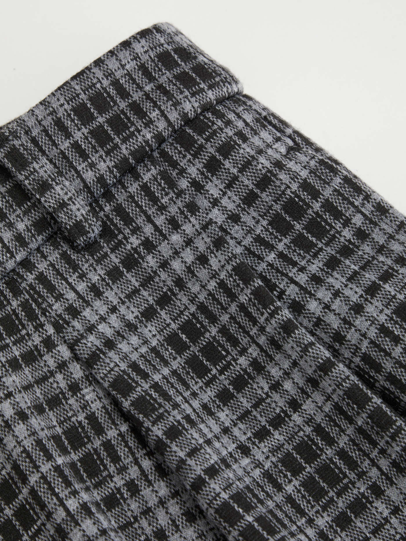 Mid Rise Plaid Pleated Wide Leg Trousers