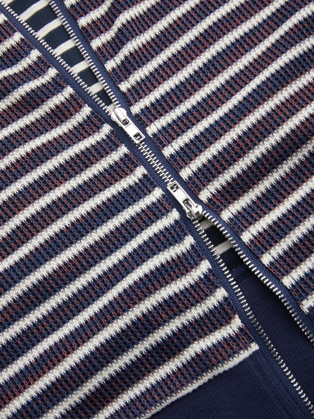 Cotton-blend Off-shoulder Stripe Zip Through Sweatshirt