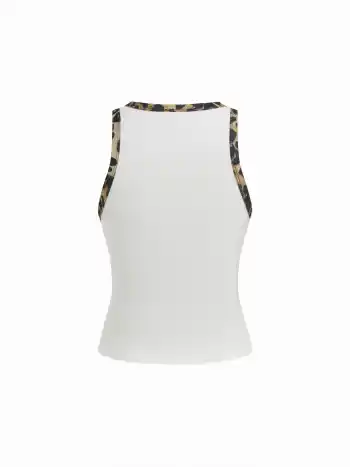 Baumwollmischung Leopard-Stern-Grafik Kontrast-Binding Tank Top