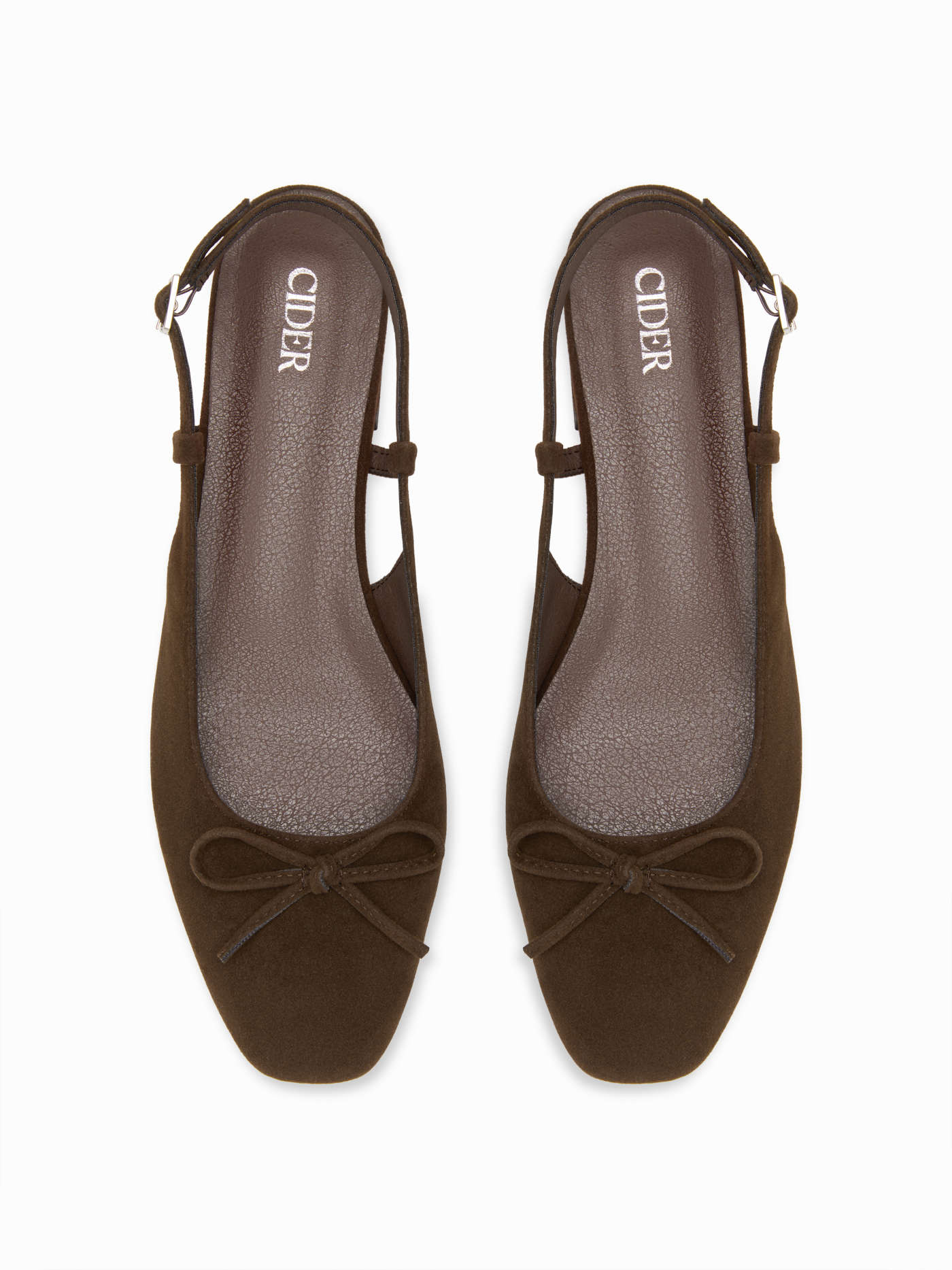 Ballerines en daim à talons escamotables avec nœud papillon