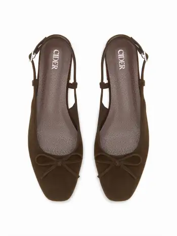 BOWKNOT FAUX SUEDE SLINGBACK FLATS For Date Coffee Shop Work