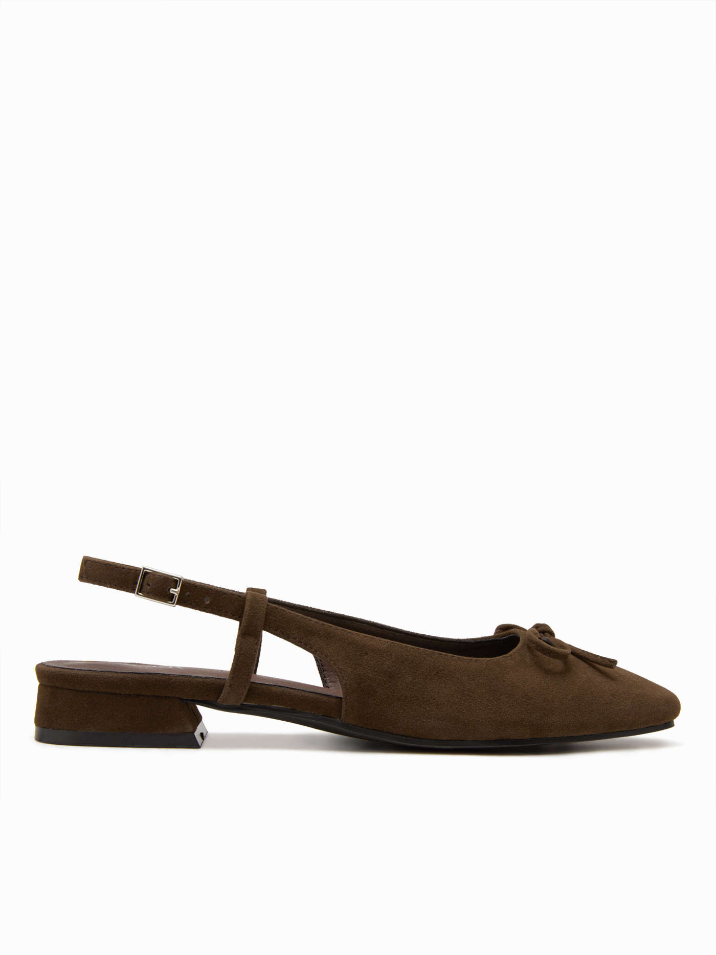 Ballerines en daim à talons escamotables avec nœud papillon