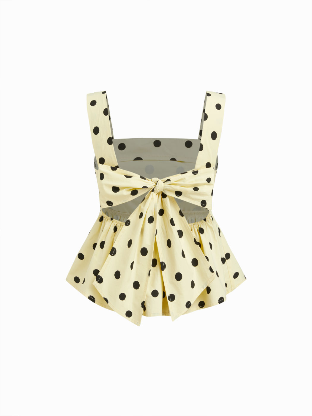 100% Cotton Polka Dot Square Neck Bowknot Ruffle Cami Top