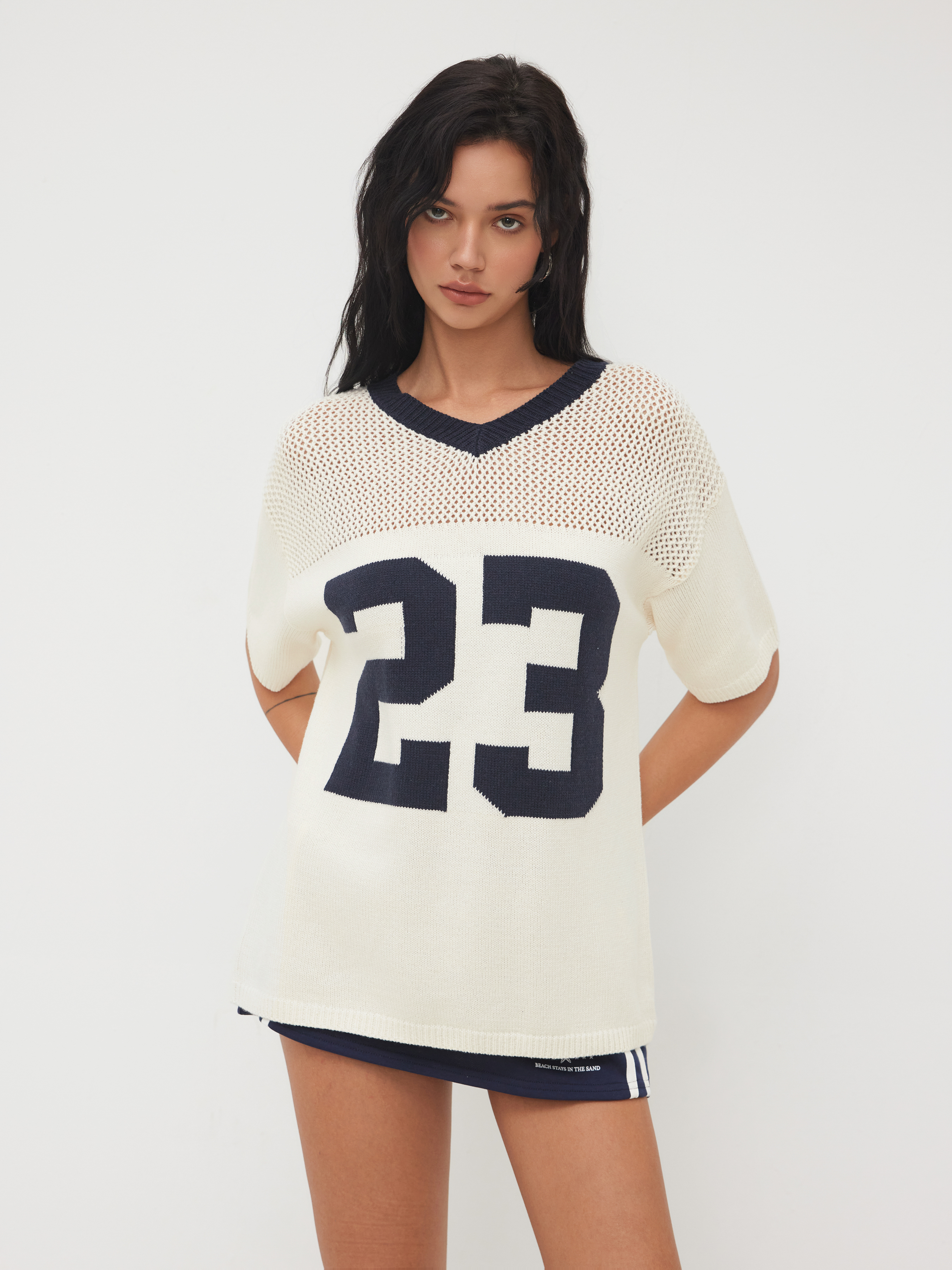 Y2K Outfits Blockcore Jersey Shirt Knit Fabric WORLD WIDE V