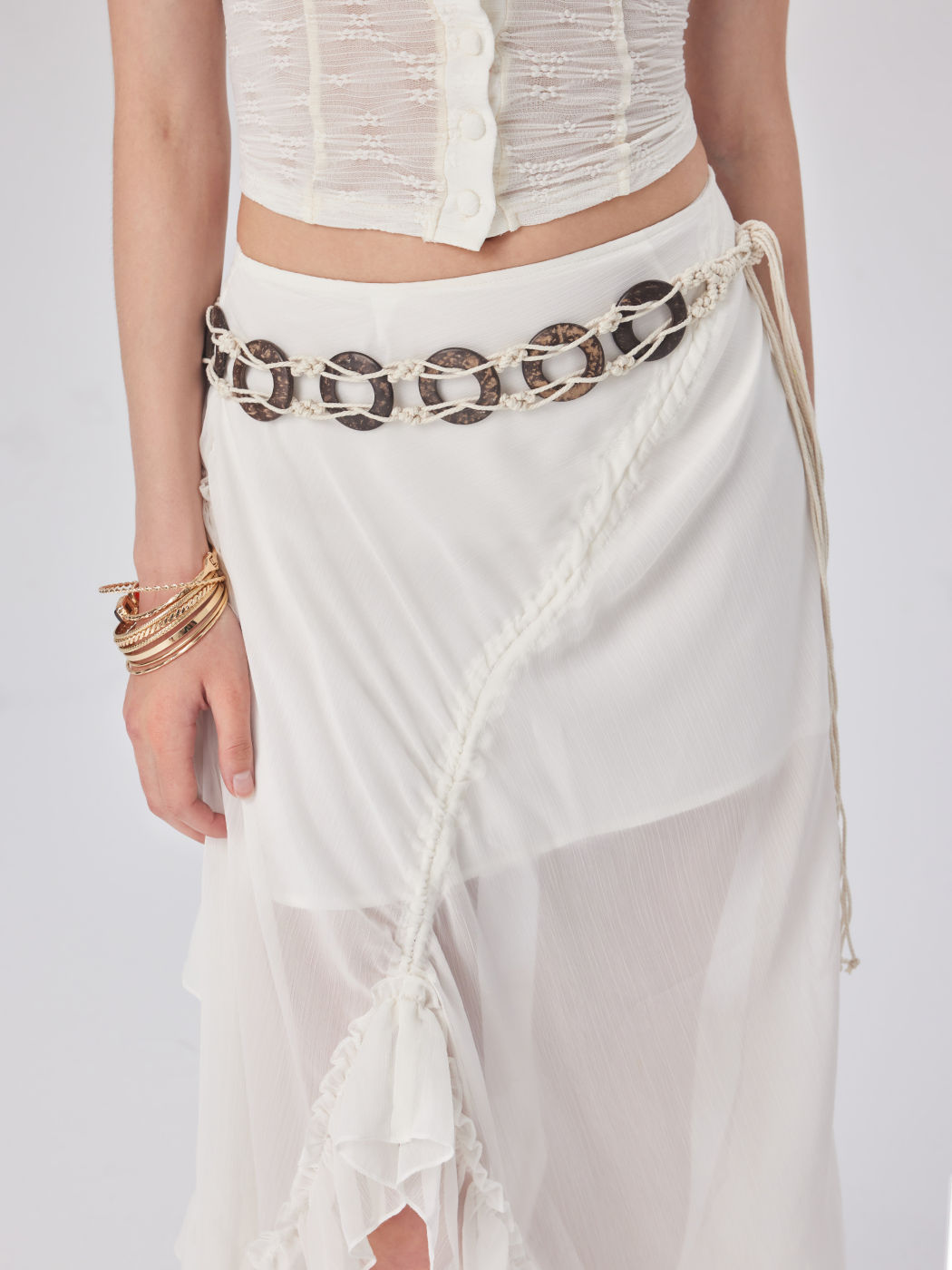 COCONUT SHELL LACE-UP WAIST BELT