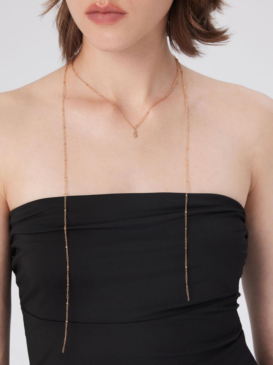 COLLANA DOPPIA CON PENDENTE A GOCCIA A Y