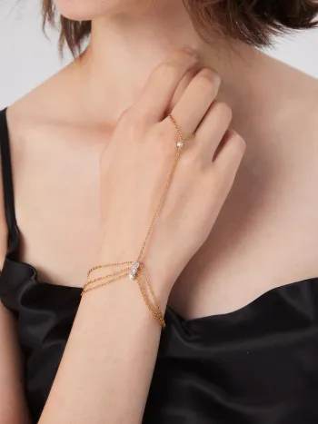 Dreifach geschichtete 18K vergoldete Edelstahl Handkettenarmband