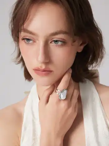 BAROQUE FAUX  PEARL 18K GOLD PLATED STAINLESS STEEL OPEN RING