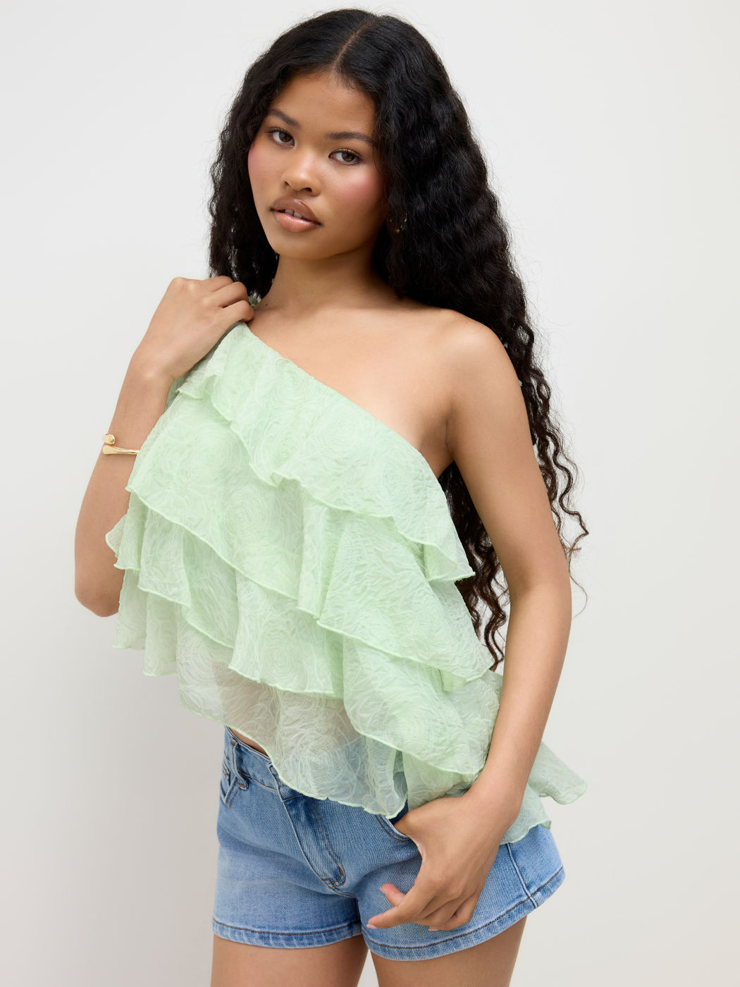 Chiffon Asymmetrical Neck Layered Tank Top