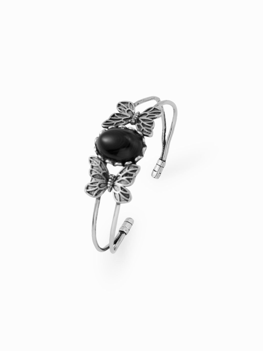 OBSIDIAN CRYSTAL & BUTTERFLY OPEN BRACELET
