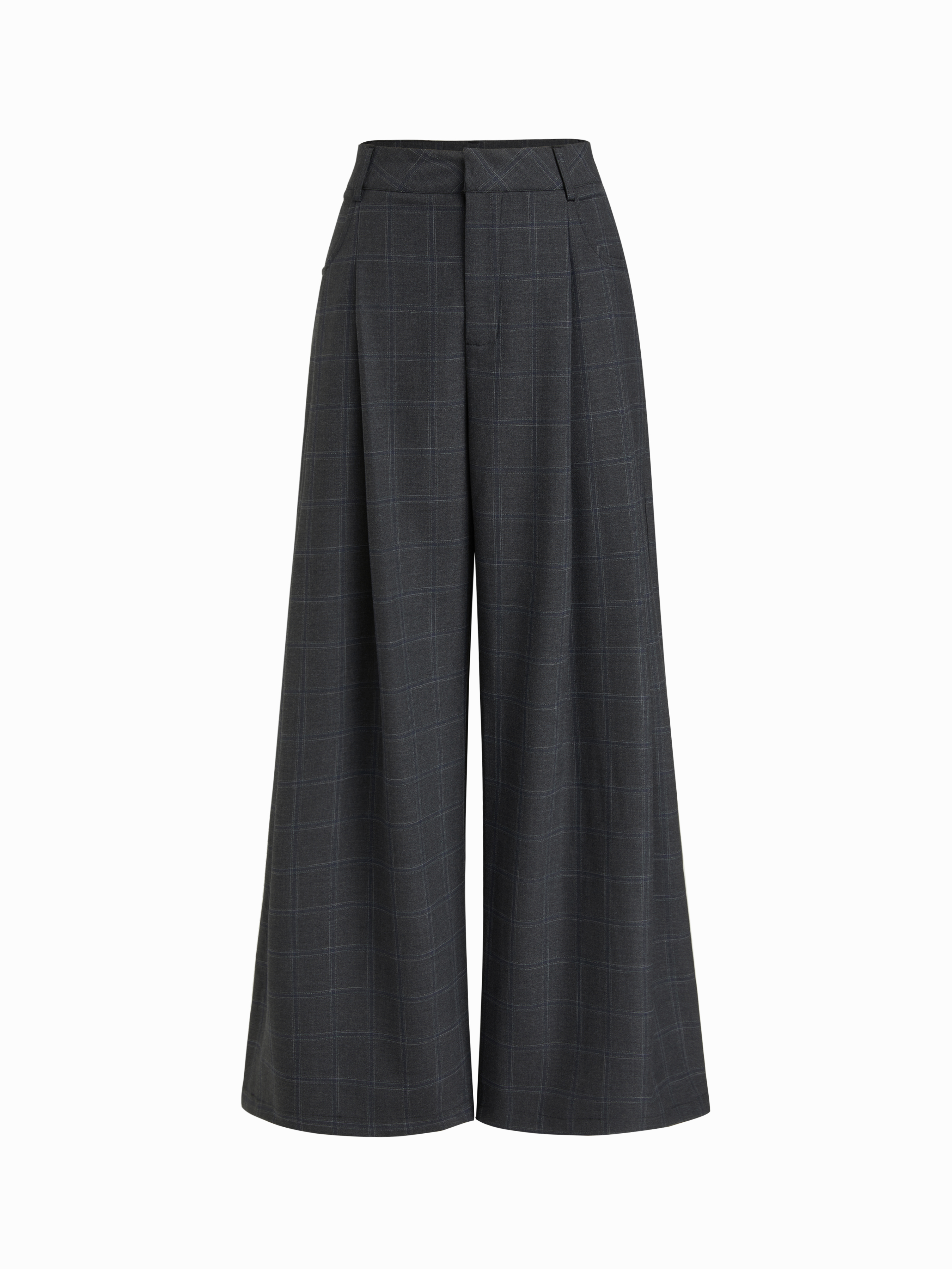 Plaid Low Rise Wide Leg Trousers