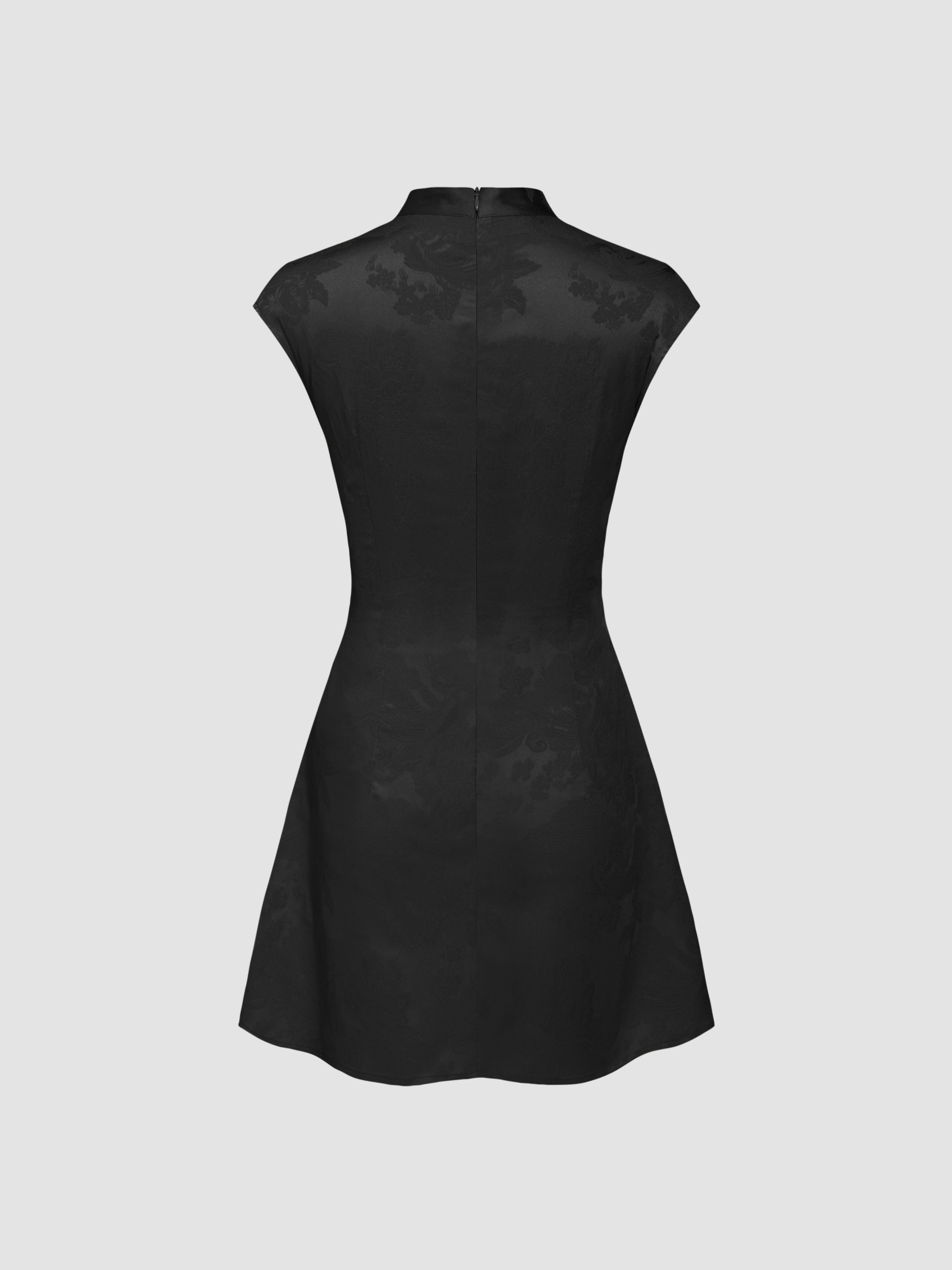 blue dress for baby girl Black Embroidered Bamboo Cheongsam Qipao Dress