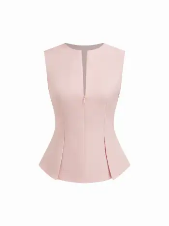 Solid Shirred Tube Top & High Waist Pants Set