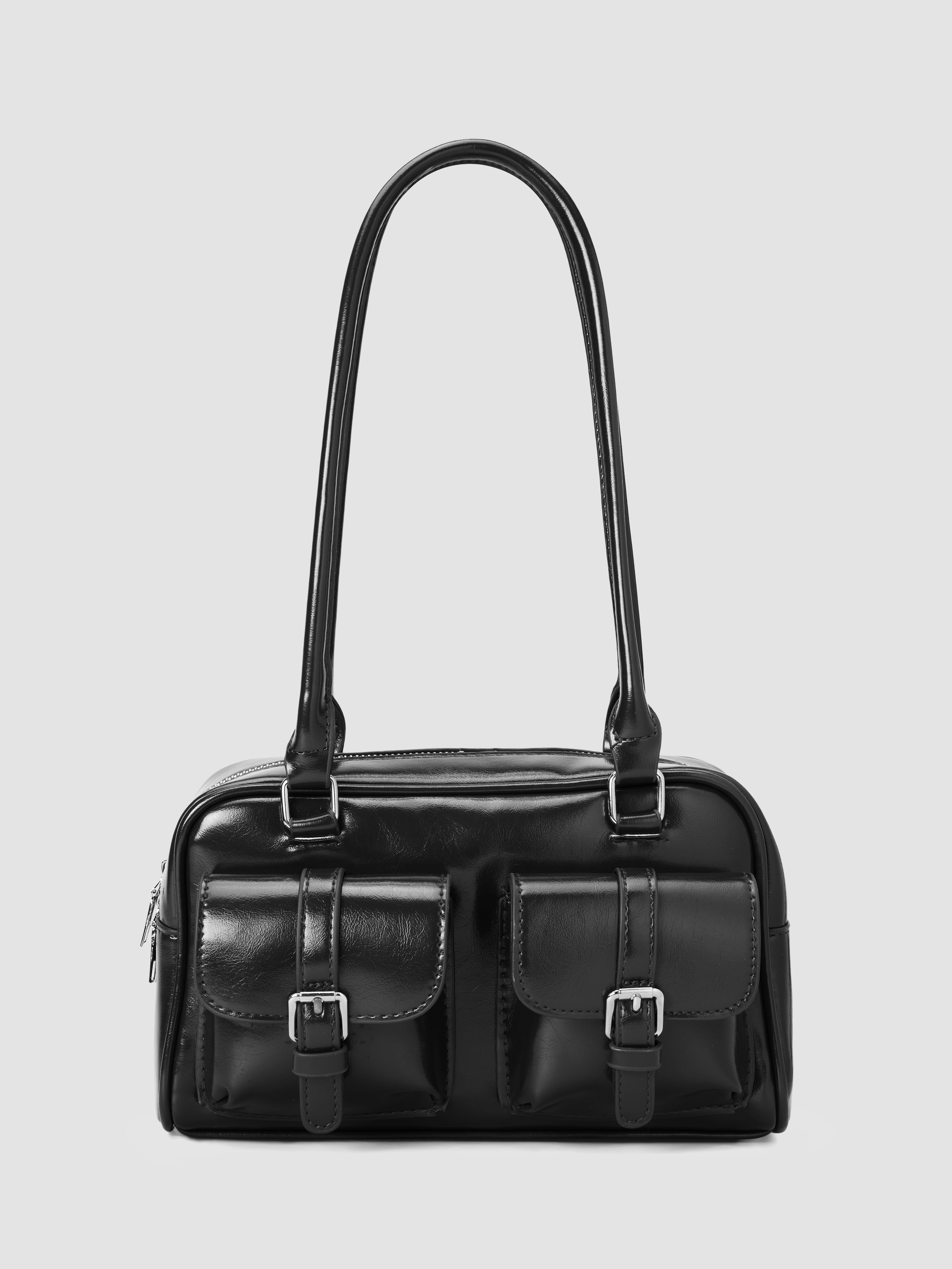 【MORE THAN BLACK】24SS★ LEATHER BOSTON BAG Black Grained leather - Mini Boston bag