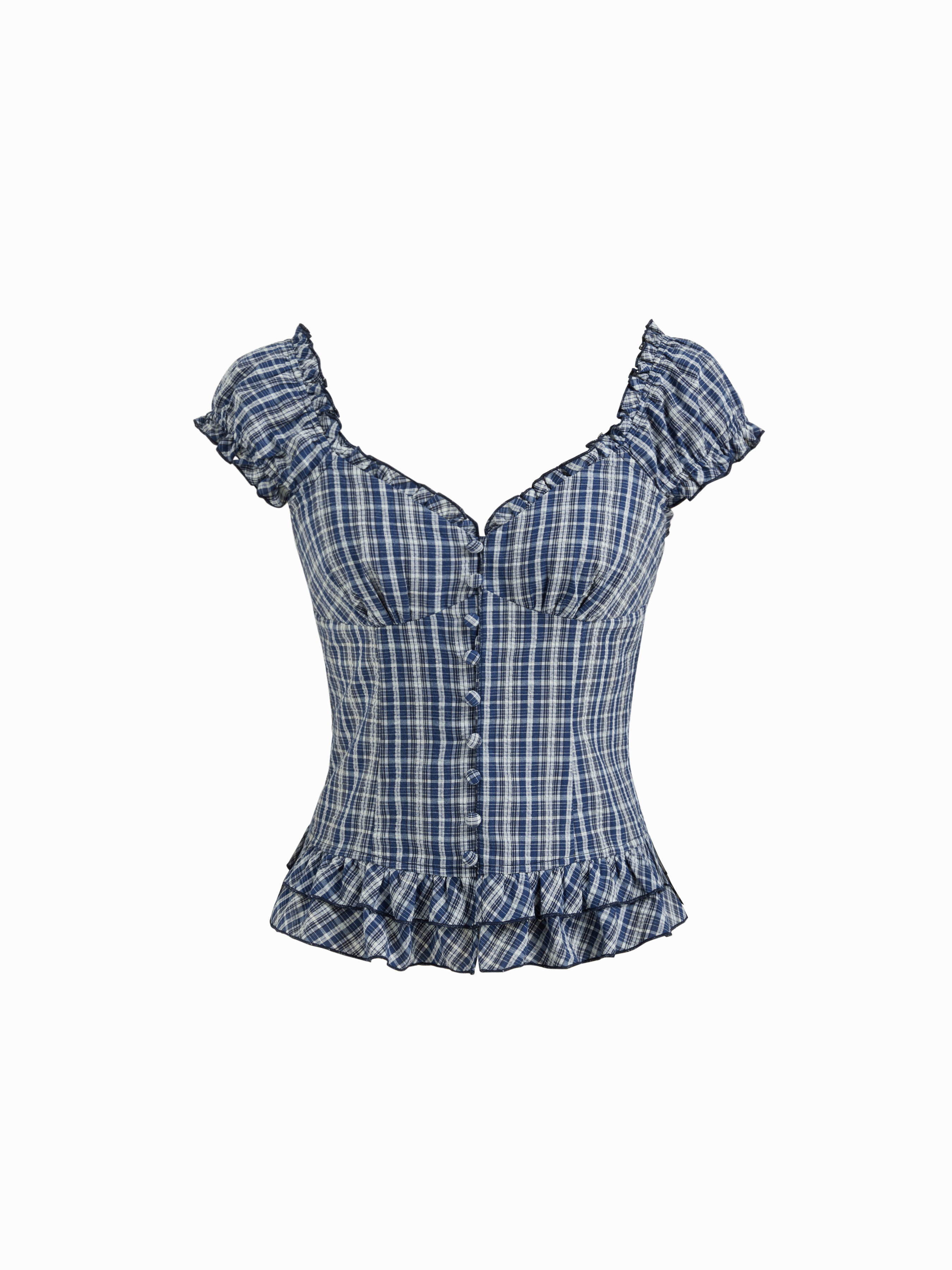 Woven Ruffle Hem V-neck Crop Top For Daily Casual Date