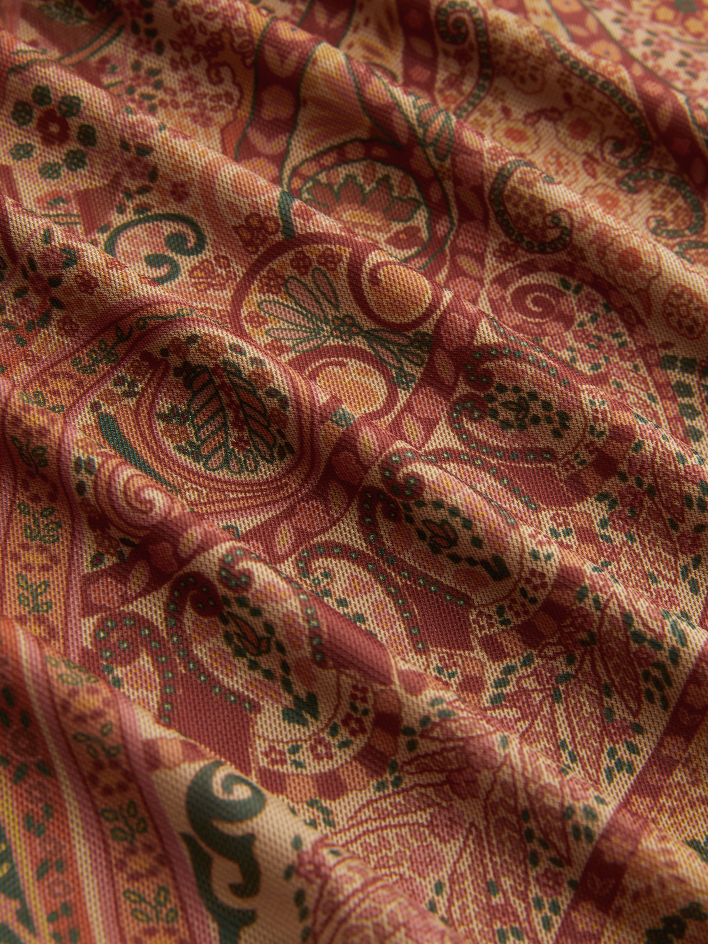 Mesh Sweetheart Neck Paisley O-Ring Ruffle Hem Mini Dress