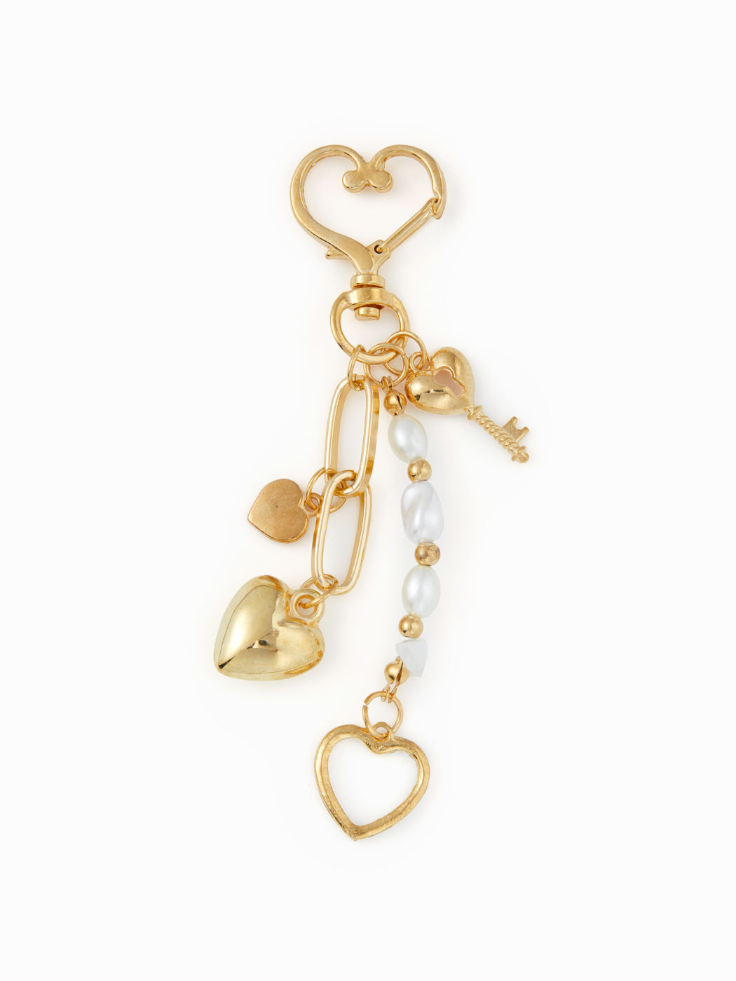 HEART & FAUX PEARL KEYCHAIN