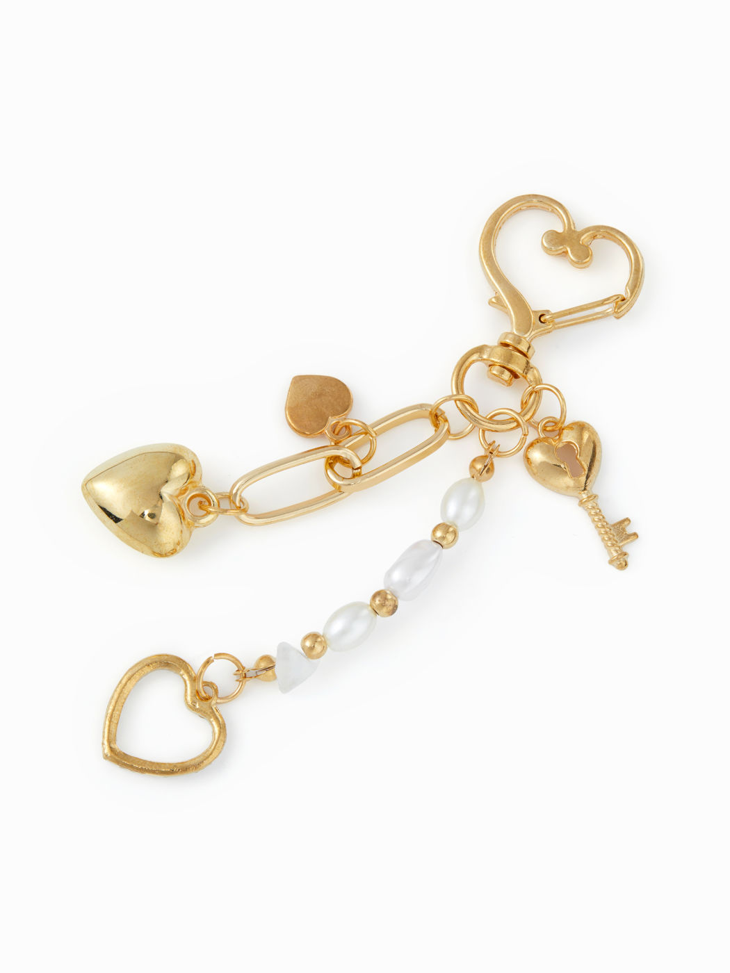 HEART & FAUX PEARL KEYCHAIN