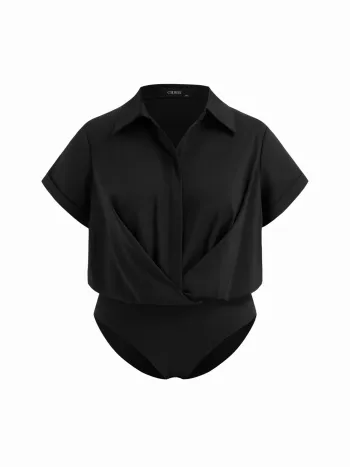 Body a camicia oversize con colletto arricciato Curve & Plus