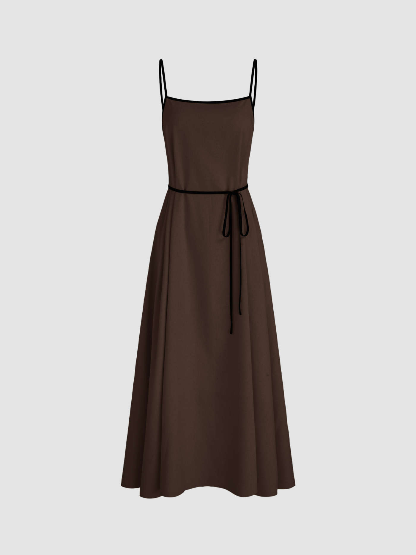 Linen-blend Square Neck Knotted Beaded Cami Maxi Dress