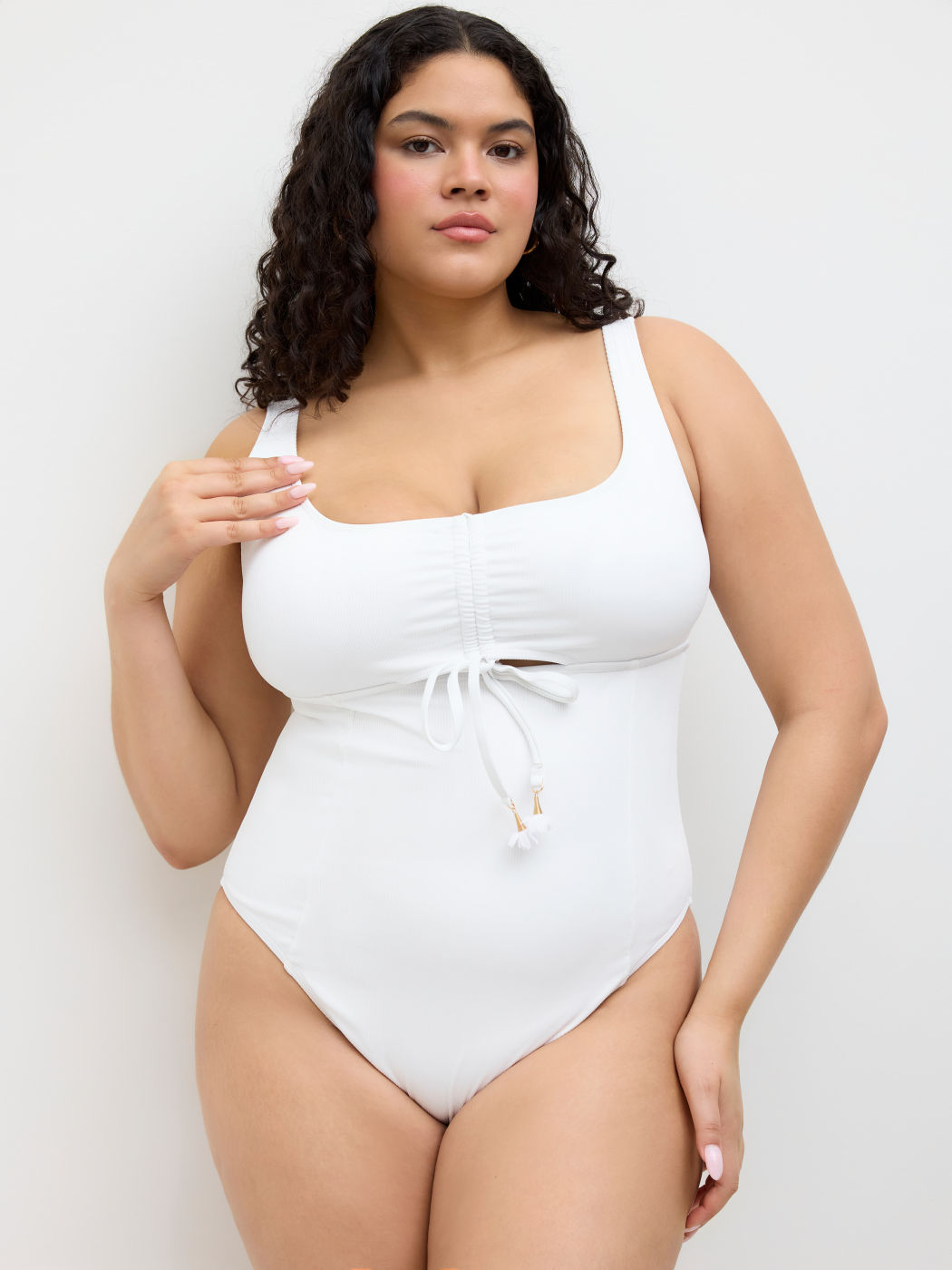 Shaping Sweetheart Cut Out Drawstring One Piece Swimsuit Curve & Plus