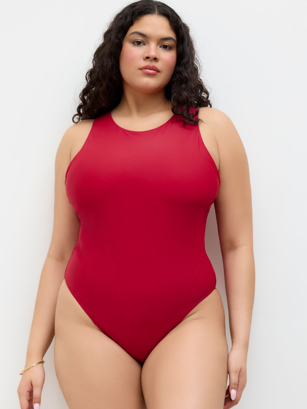 Shaping Round Neckline One Piece Swimsuit Curve & Plus