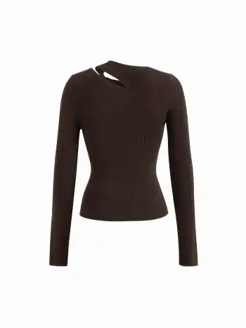 Maglia asimmetrica con nodo, maniche lunghe